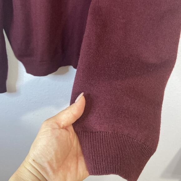 Brooks Brothers Men 346 Burgundy Merino Wool Blend V- Neck Pullover Sweater XL - Picture 4 of 6